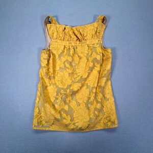 Tracy Reese Anthropologie Yellow Floral Burnout Sleeveless Top Womens S